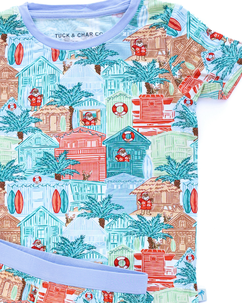 Blue Beach Huts Kids Short Pajama Set - Tuck & Char Co.
