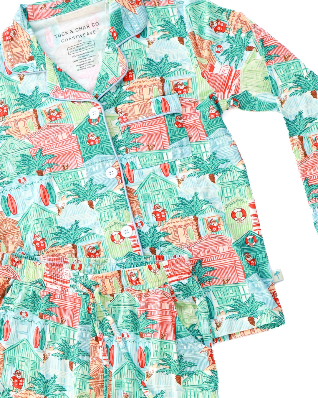 Blue Beach Huts Kids Unisex Button Down Pajama Set - Tuck &amp; Char Co.