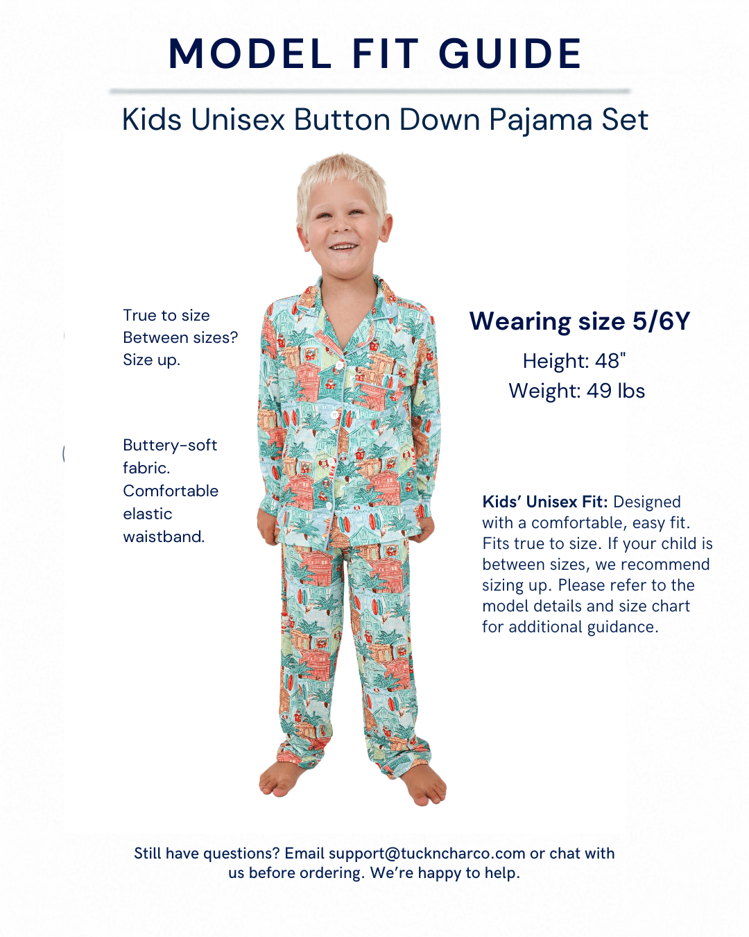 Blue Beach Huts Kids Unisex Button Down Pajama Set - Tuck &amp; Char Co.