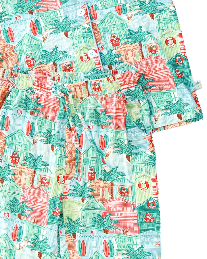 Blue Beach Huts Kids Unisex Button Down Pajama Set - Tuck &amp; Char Co.