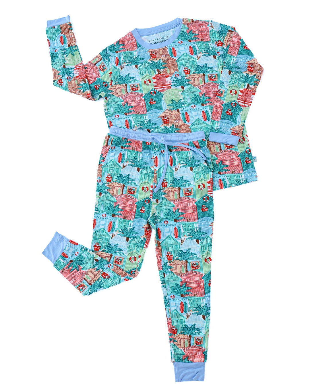 Blue Beach Huts Kids Unisex Jogger Pajama Set - Tuck &amp; Char Co.