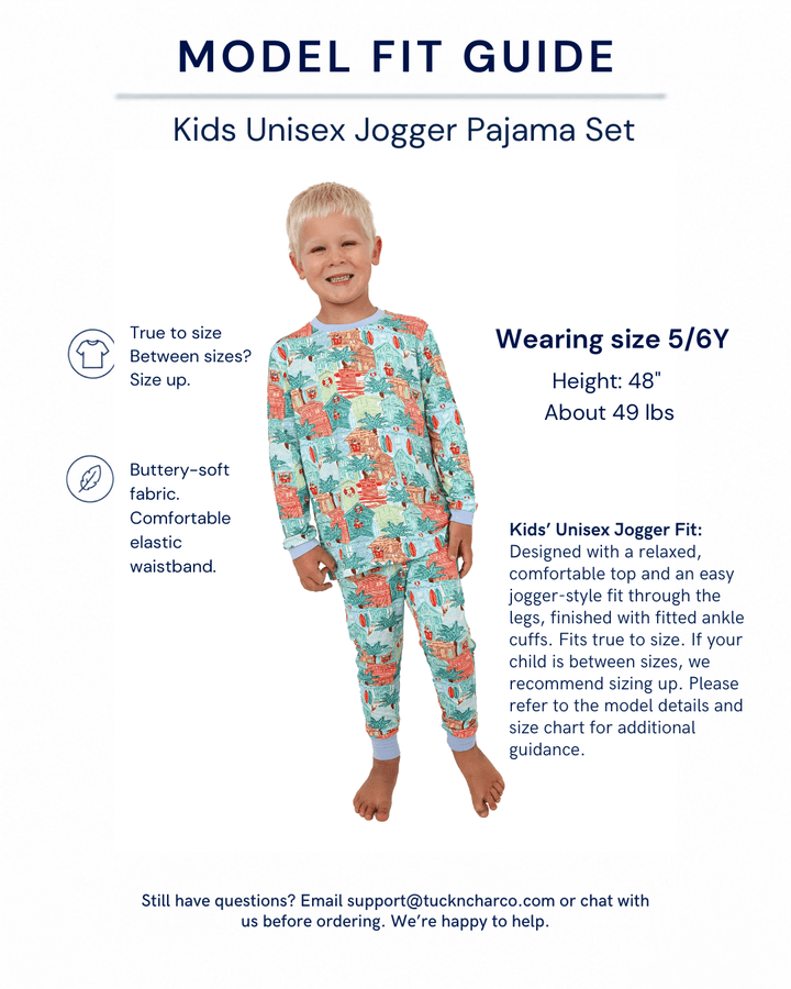 Blue Beach Huts Kids Unisex Jogger Pajama Set - Tuck &amp; Char Co.