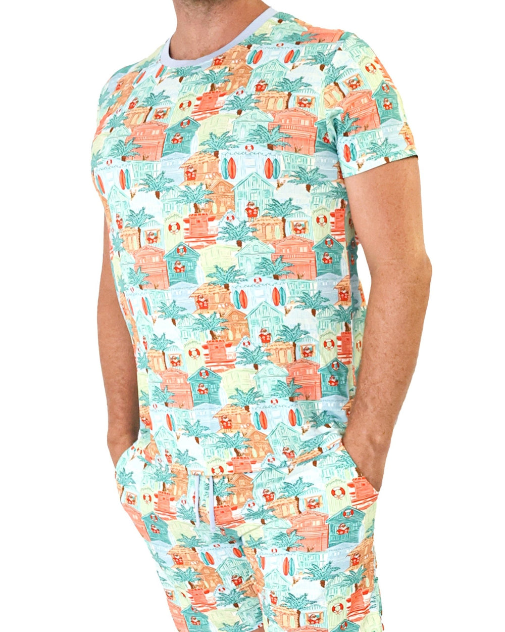 Blue Beach Huts Men's Short Pajama Set - Tuck & Char Co.