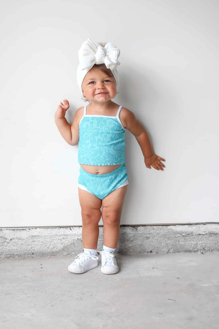 Blue Hibiscus Girls Two Piece Set - Tuck &amp; Char Co.