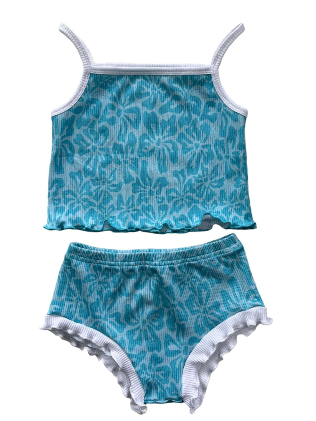 Blue Hibiscus Girls Two Piece Set - Tuck &amp; Char Co.