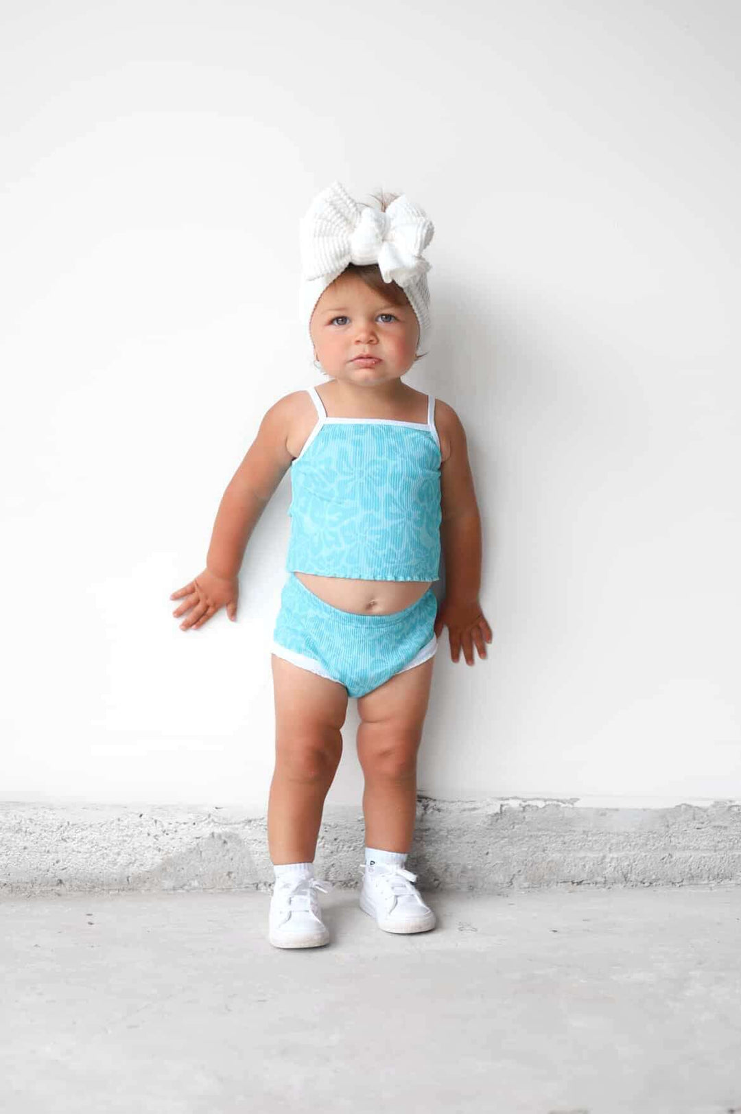 Blue Hibiscus Girls Two Piece Set - Tuck &amp; Char Co.