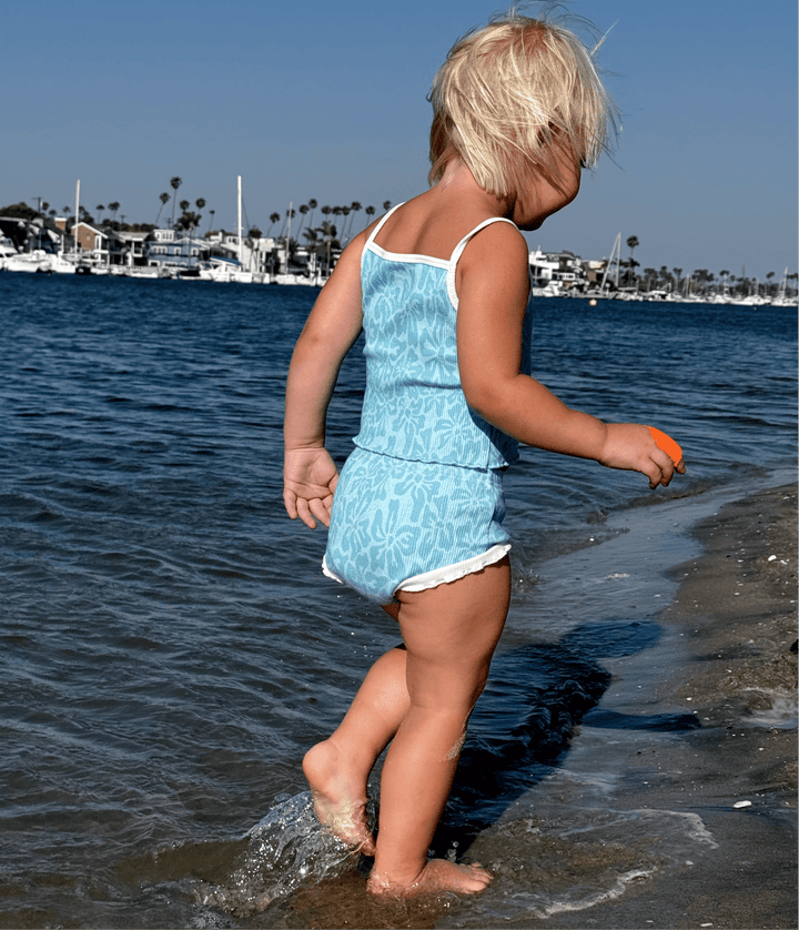 Blue Hibiscus Girls Two Piece Set - Tuck &amp; Char Co.