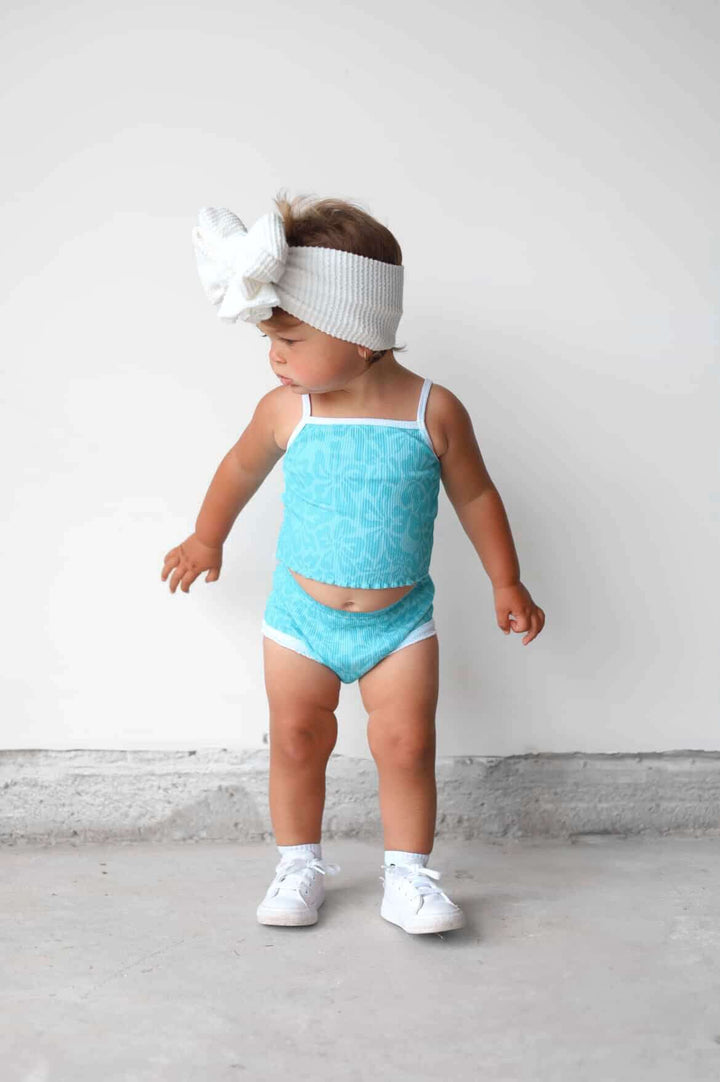 Blue Hibiscus Girls Two Piece Set - Tuck &amp; Char Co.