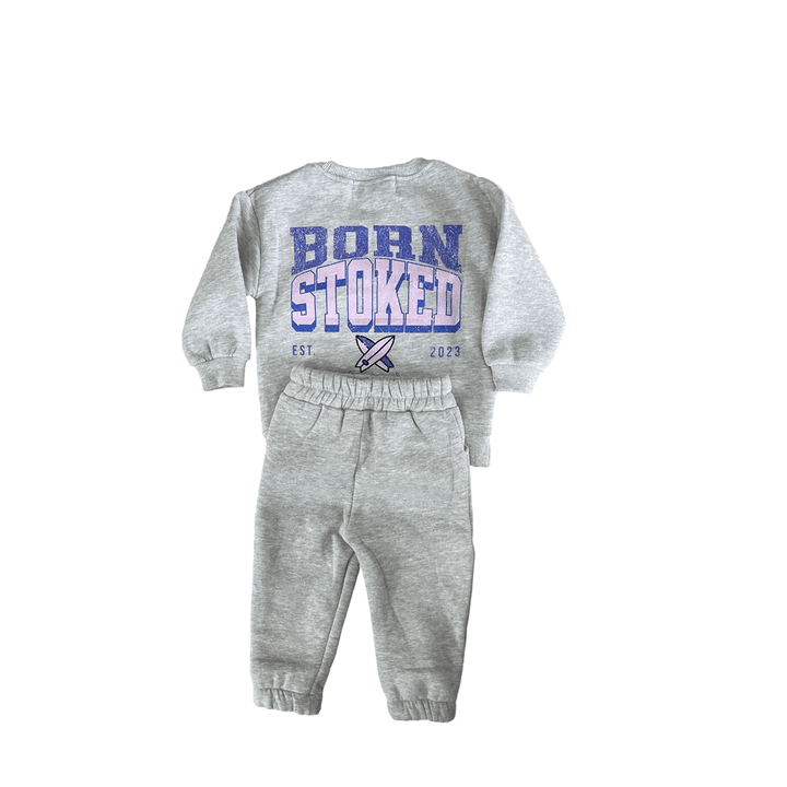 Born Stoked (purple/pink)- Sweatsuit - Tuck &amp; Char Co.