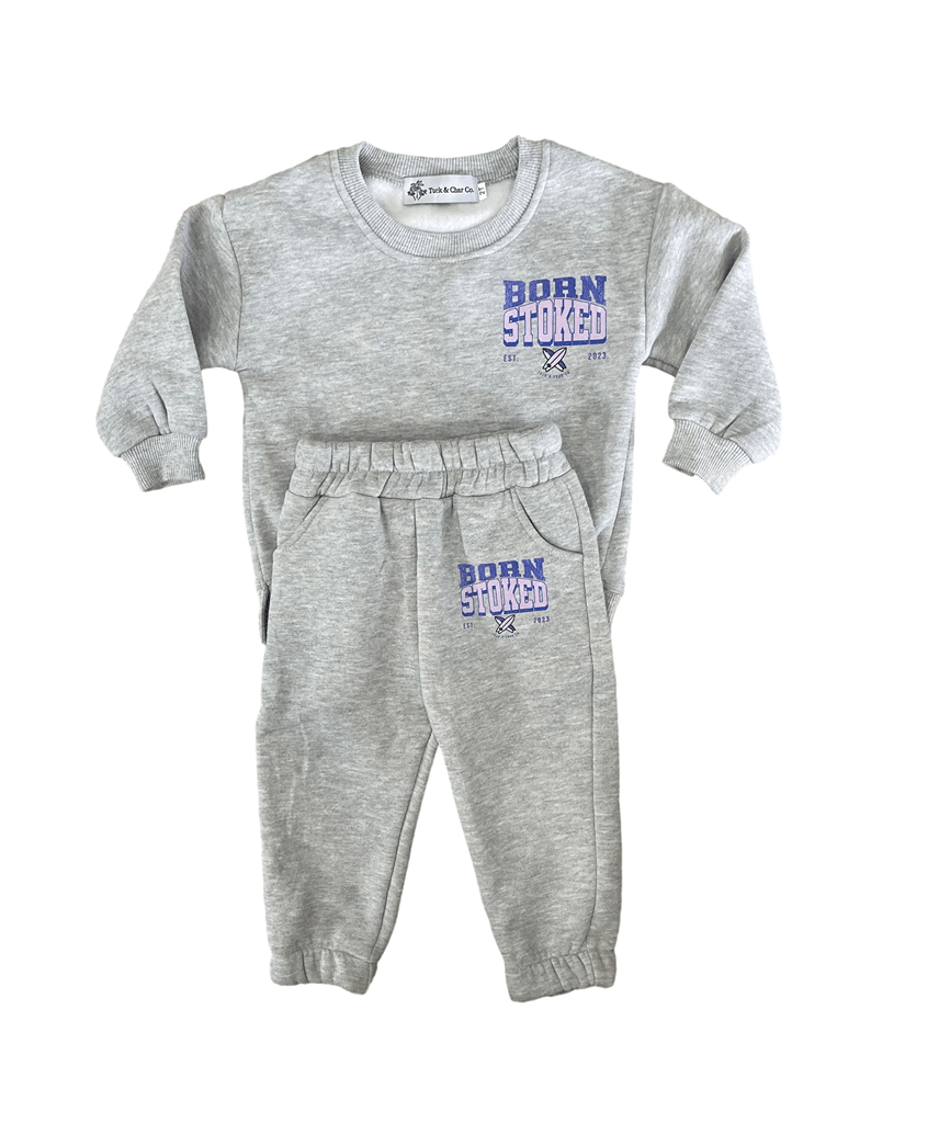 Born Stoked (purple/pink) - Sweatsuit - Tuck &amp; Char Co.