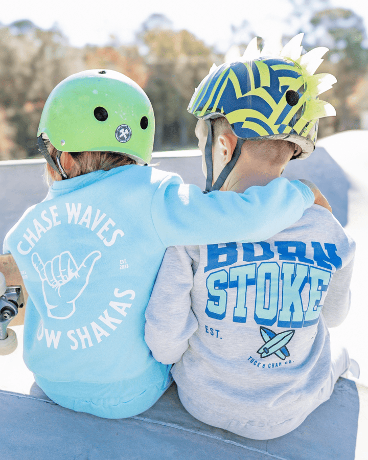 Born Stoked Sweatsuit- Blue/Green - Tuck &amp; Char Co.