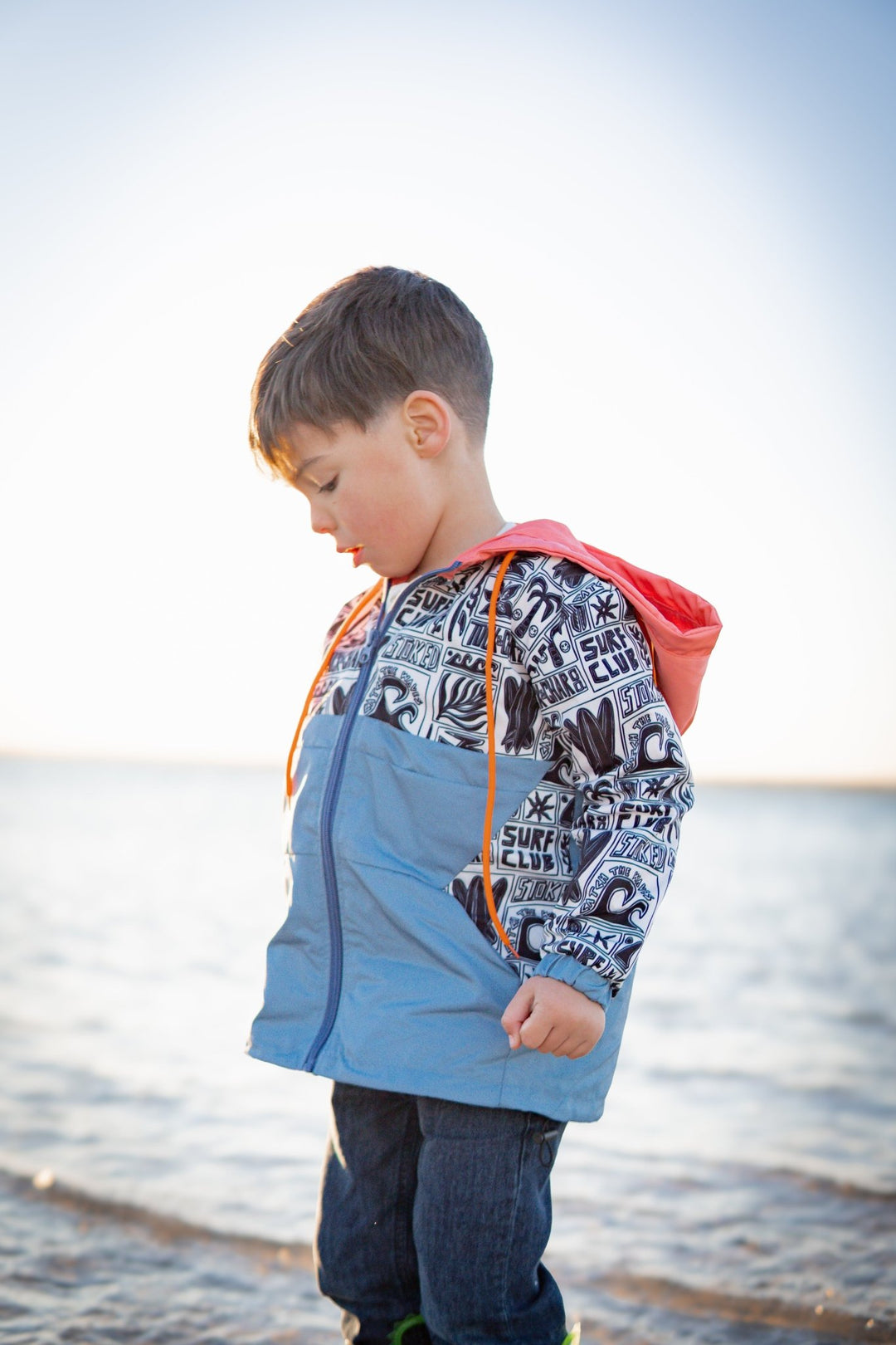 Boys All-Weather Surf Jacket — Blue | Coral - Tuck &amp; Char Co.