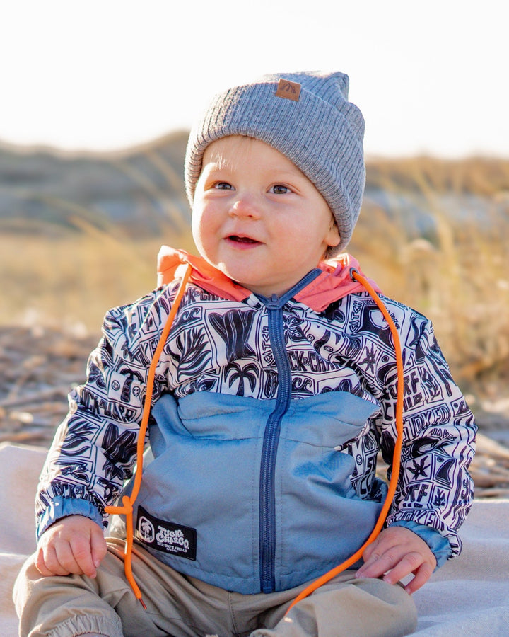Boys All-Weather Surf Jacket — Blue | Coral - Tuck &amp; Char Co.