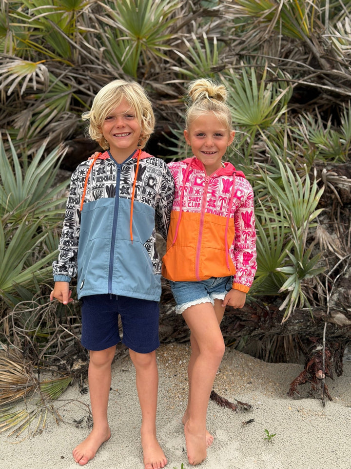 Boys All-Weather Surf Jacket — Blue | Coral - Tuck &amp; Char Co.