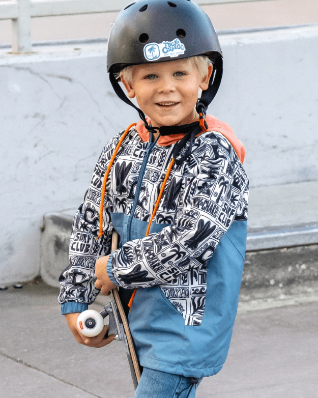 Boys All-Weather Surf Jacket — Blue | Coral - Tuck & Char Co.