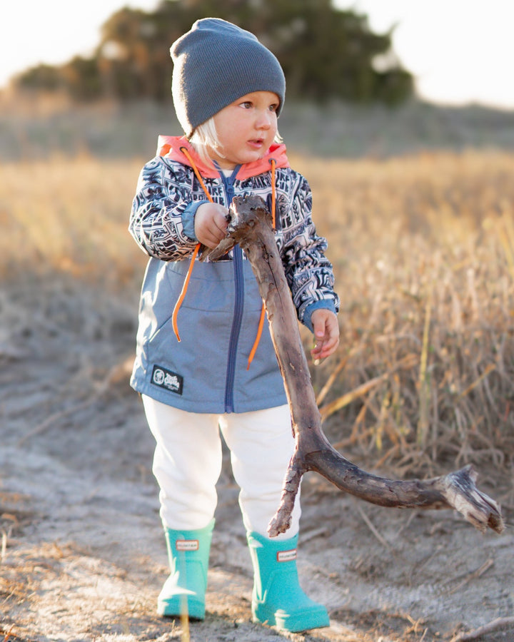 Boys All-Weather Surf Jacket — Blue | Coral - Tuck &amp; Char Co.