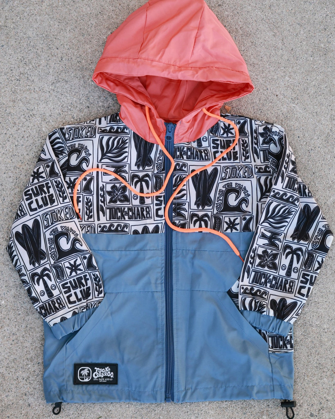 Boys All-Weather Surf Jacket — Blue | Coral - Tuck &amp; Char Co.