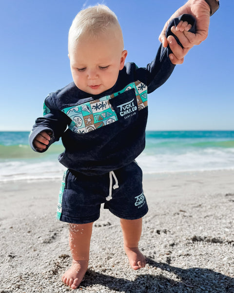 Boys Retro Coastal Surf Club Crewneck – Blue - Tuck & Char Co.
