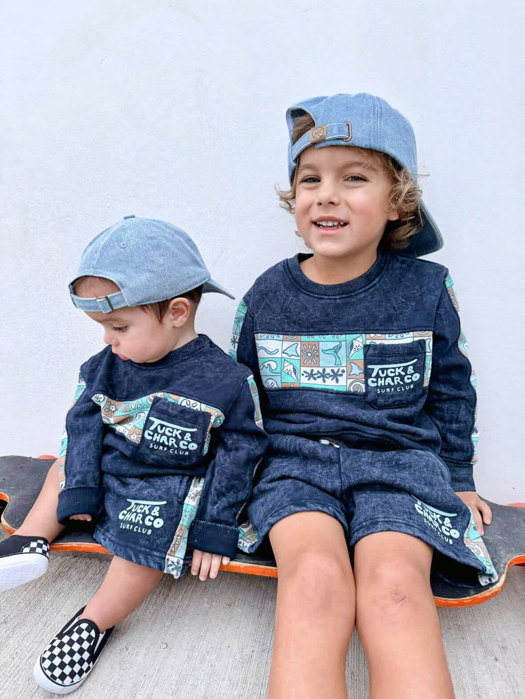 Boys Retro Coastal Surf Club Crewneck – Blue - Tuck &amp; Char Co.