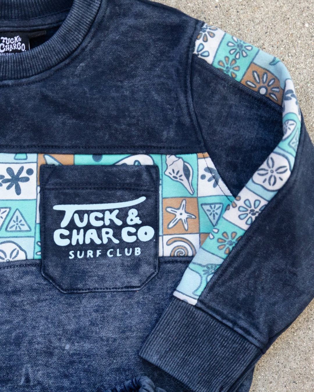 Boys Retro Coastal Surf Club Crewneck – Blue - Tuck &amp; Char Co.
