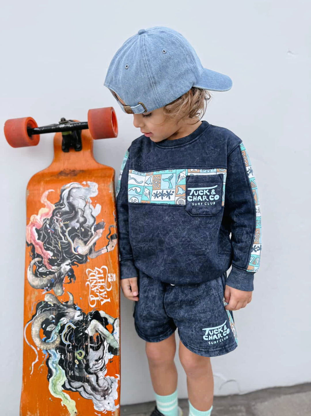 Boys Retro Coastal Surf Club Crewneck – Blue - Tuck &amp; Char Co.