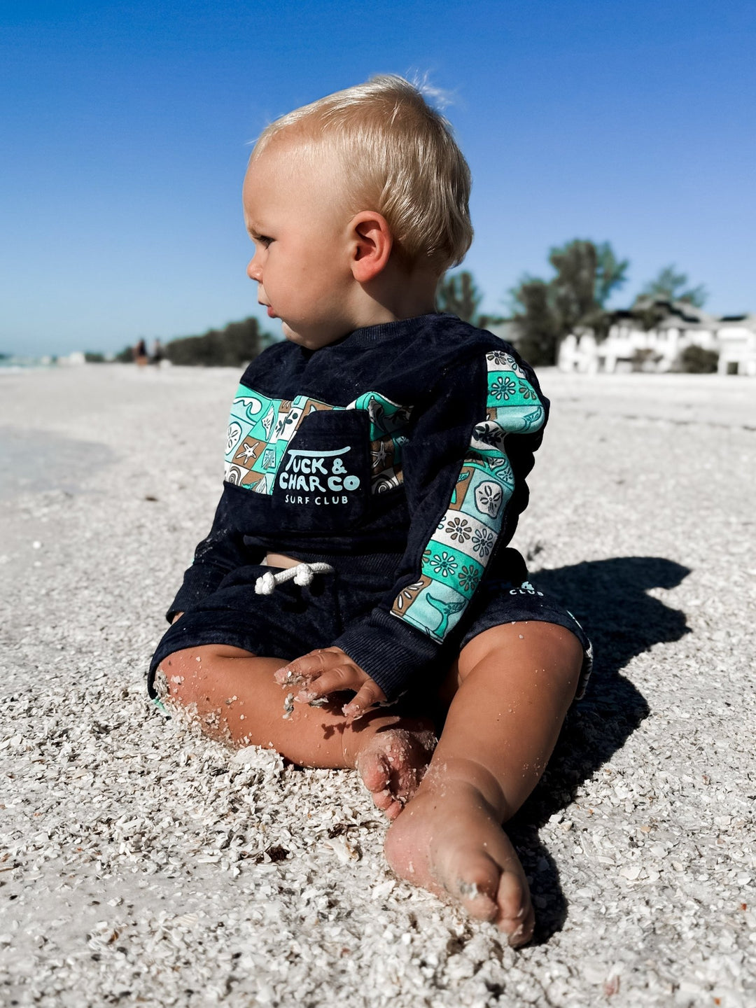 Boys Retro Coastal Surf Club Crewneck – Blue - Tuck &amp; Char Co.