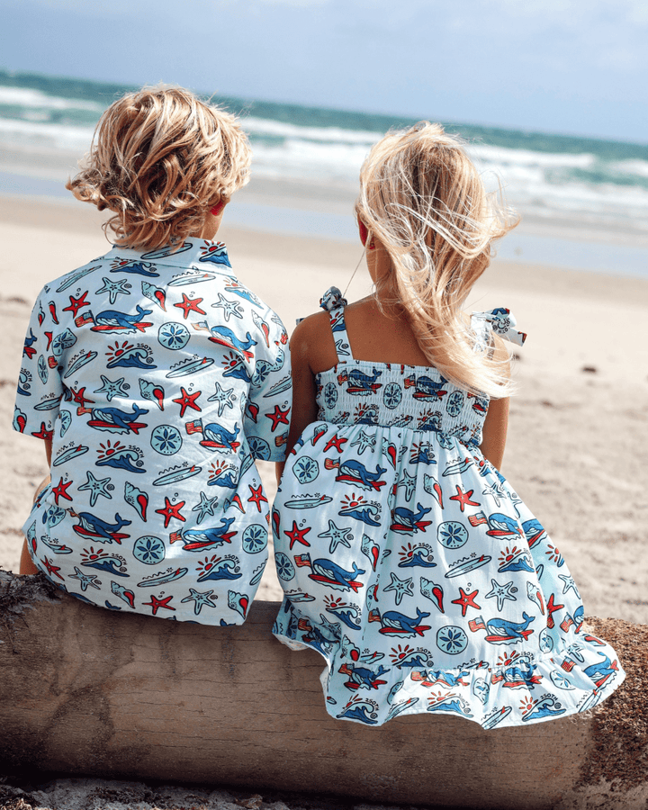 Coastal Americana Smocked Dress - Tuck &amp; Char Co.