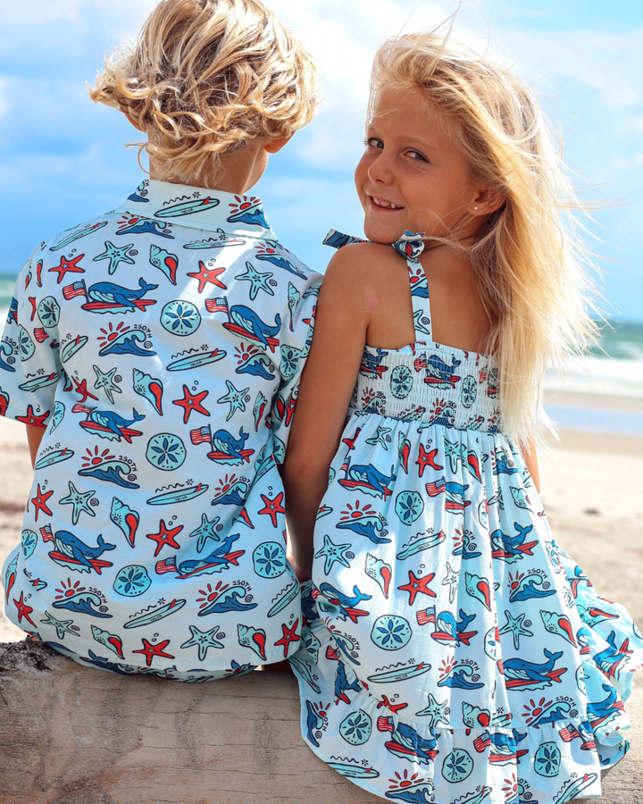 Coastal Americana Smocked Dress - Tuck &amp; Char Co.