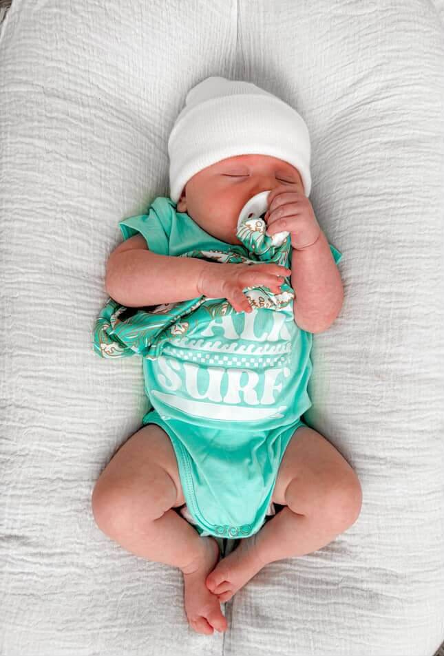 Crawl. Walk. Surf. - Onesie Seafoam Green - Tuck &amp; Char Co.