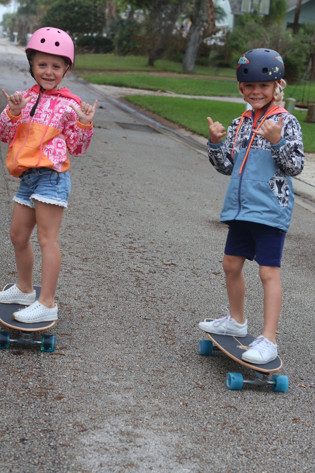 Girls All-Weather Surf Jacket — Pink | Orange - Tuck &amp; Char Co.