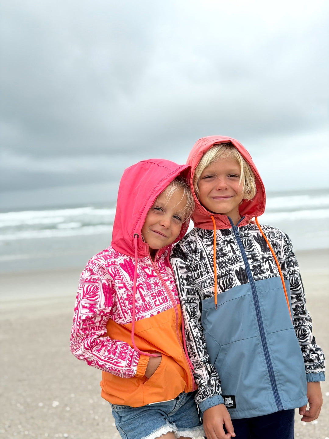 Girls All-Weather Surf Jacket — Pink | Orange - Tuck &amp; Char Co.