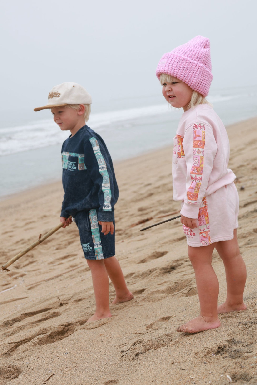 Girls Retro Coastal Surf Club - Pink - Tuck &amp; Char Co.