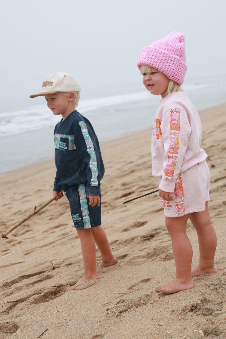 Girls Retro Coastal Surf Club - Pink - Tuck &amp; Char Co.