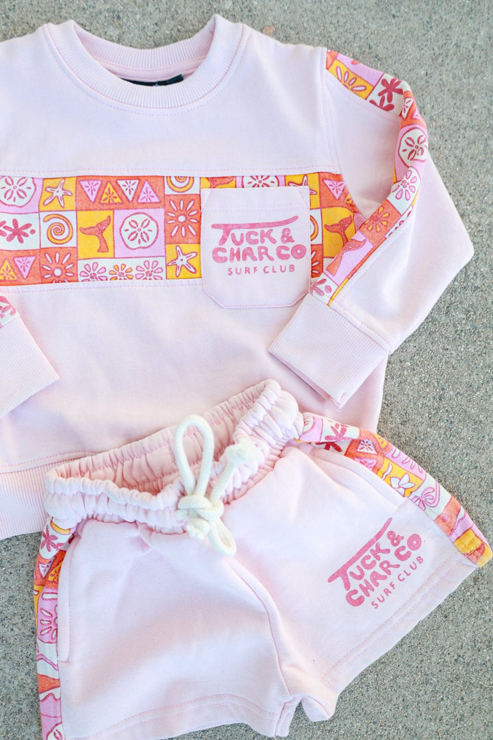 Girls Retro Coastal Surf Club - Pink - Tuck &amp; Char Co.