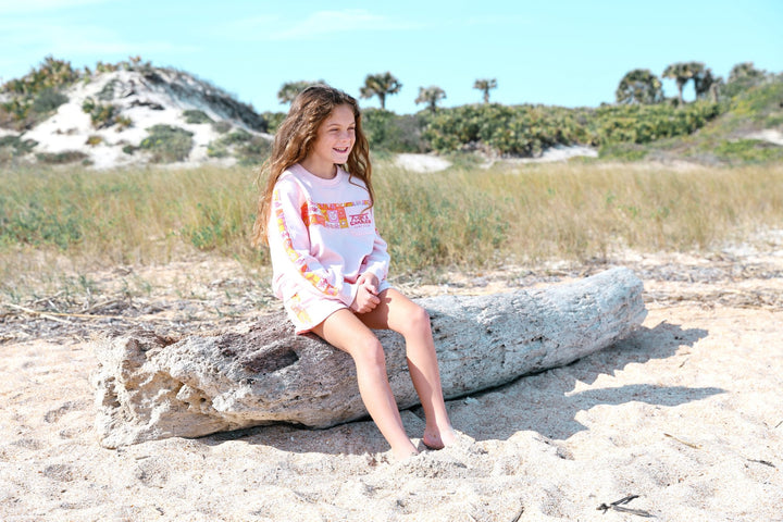 Girls Retro Coastal Surf Club - Pink - Tuck &amp; Char Co.