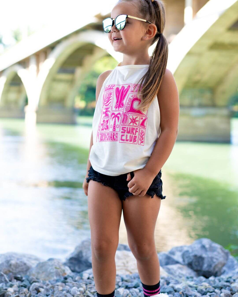 Girls Surf Club Halter Top- Cream - Tuck & Char Co.