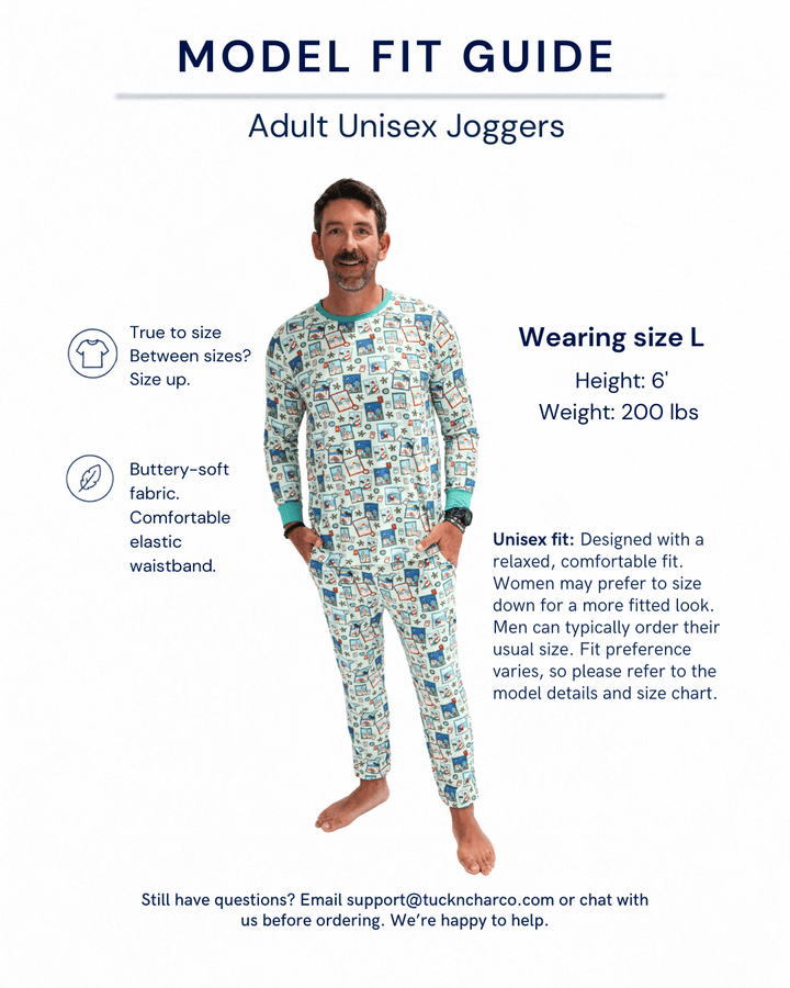 Green Coastal Postcards Adult Unisex Jogger Pajama Set - Tuck &amp; Char Co.