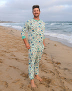 Green Coastal Postcards Adult Unisex Jogger Pajama Set