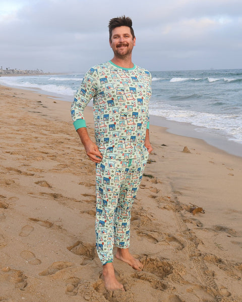 Green Coastal Postcards Adult Unisex Jogger Pajama Set - Tuck & Char Co.