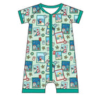 Green Coastal Postcards Baby Shortie Pajamas