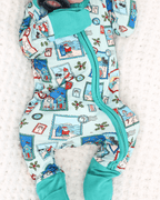 Green Coastal Postcards Baby Zippy Pajamas