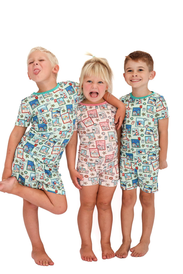 Green Coastal Postcards Boys Short Pajama Set - Tuck &amp; Char Co.