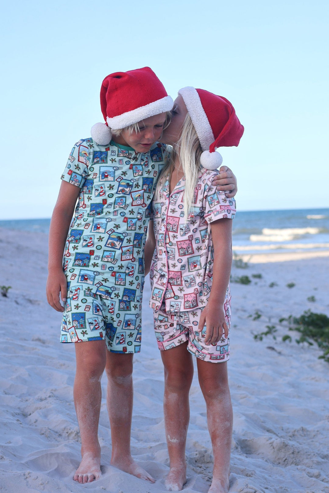 Green Coastal Postcards Boys Short Pajama Set - Tuck &amp; Char Co.