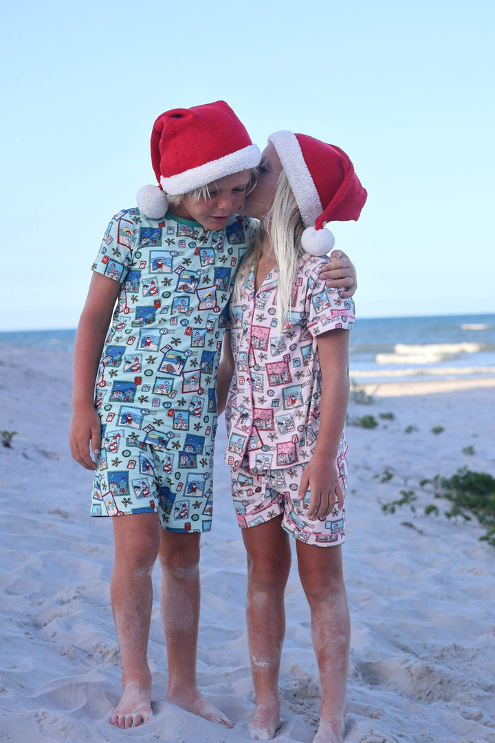 Green Coastal Postcards Boys Short Pajama Set - Tuck &amp; Char Co.