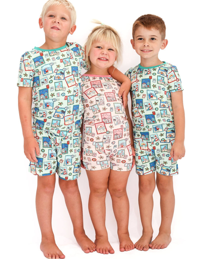 Green Coastal Postcards Boys Short Pajama Set - Tuck &amp; Char Co.