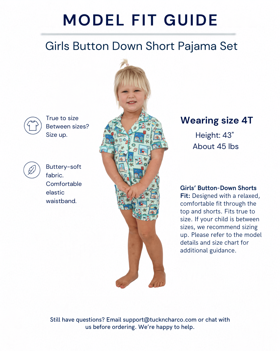Green Coastal Postcards Girls Button Down Short Pajama Set - Tuck &amp; Char Co.