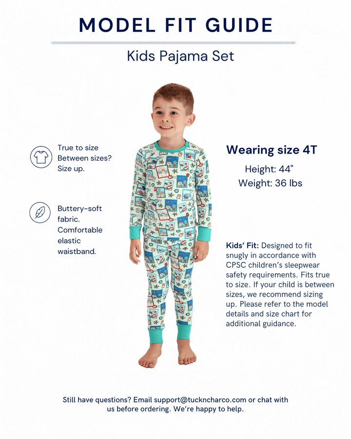 Green Coastal Postcards Kids Pajama Set - Tuck &amp; Char Co.