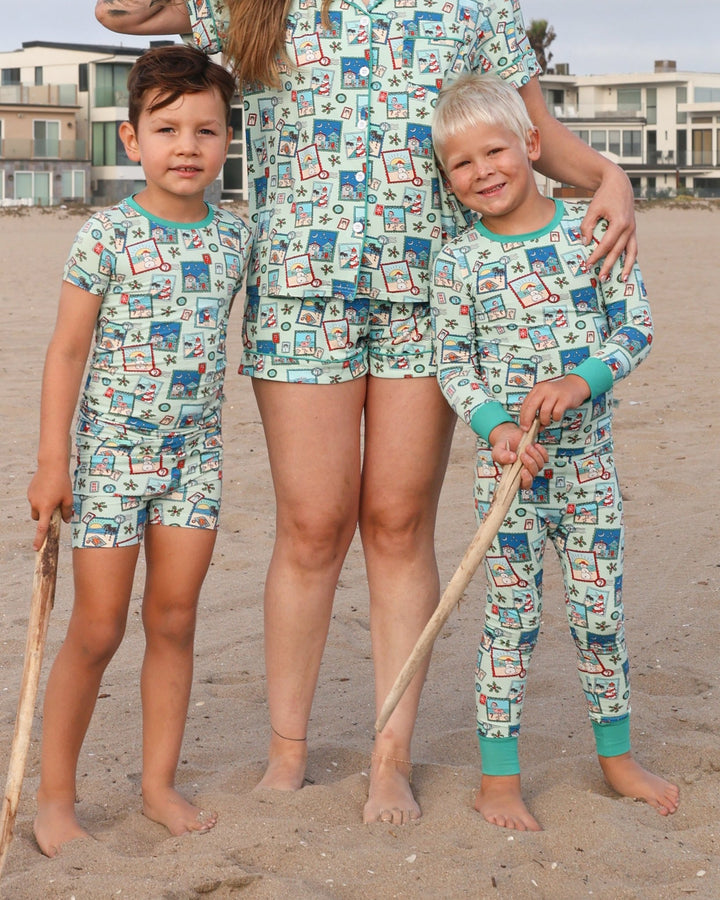 Green Coastal Postcards Kids Pajama Set - Tuck &amp; Char Co.