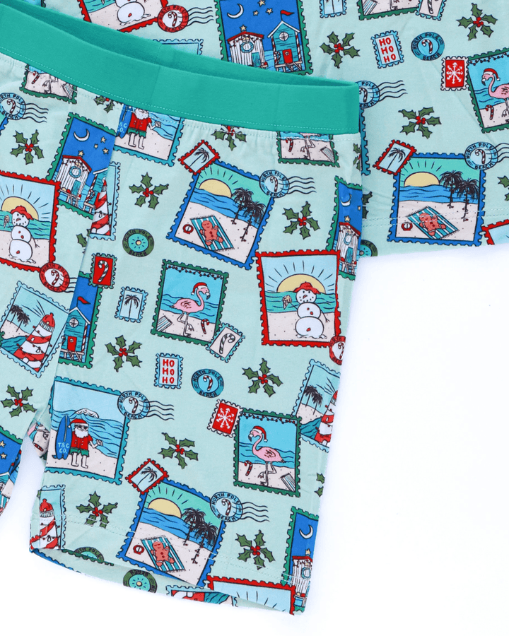 Green Coastal Postcards Kids Short Pajama Set - Tuck &amp; Char Co.