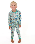 Green Coastal Postcards Kids Unisex Jogger Pajama Set